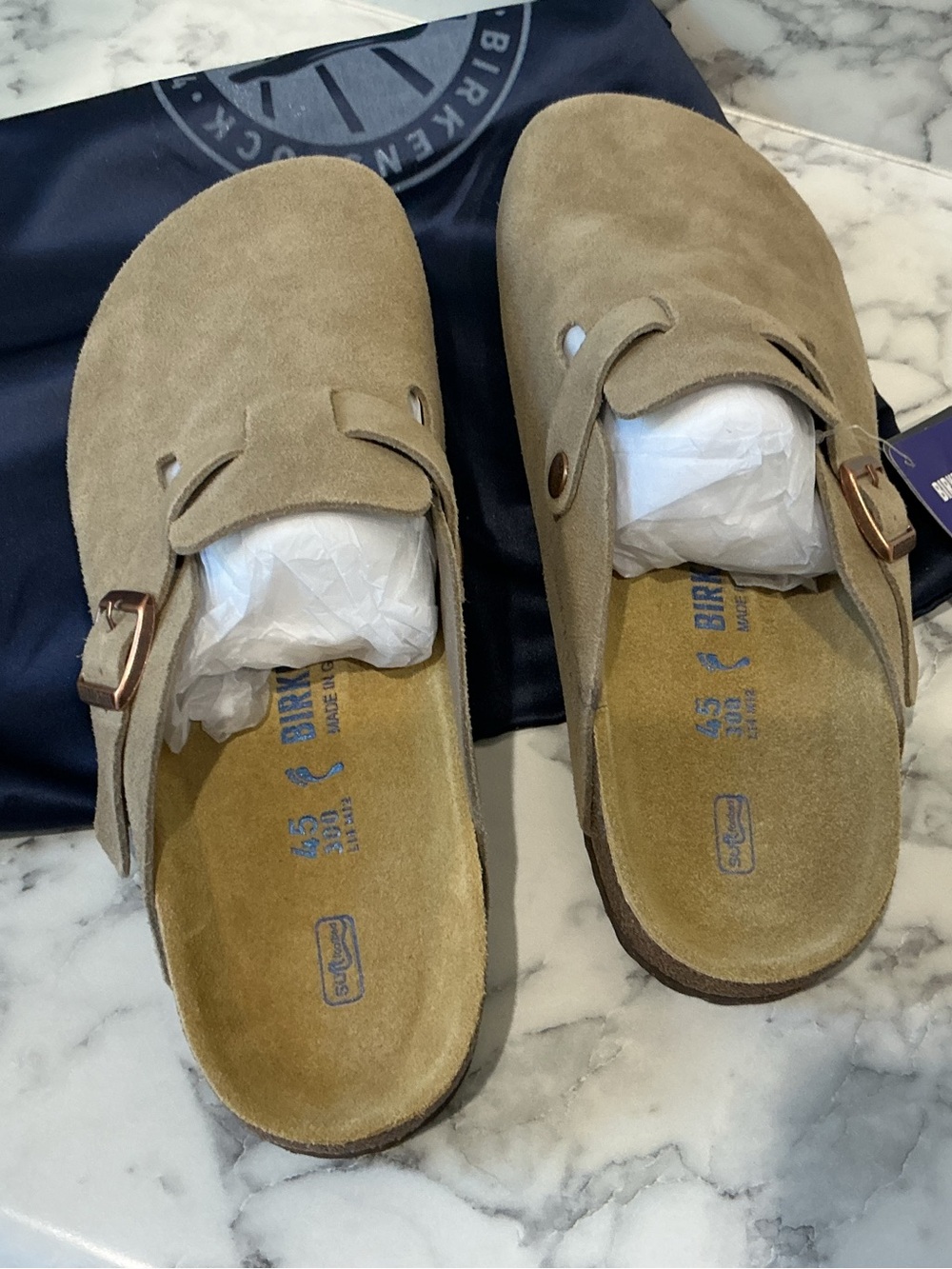Birkenstock Taupe Suede Boston Clog - Men's Slip-On - Picture 3 of 4